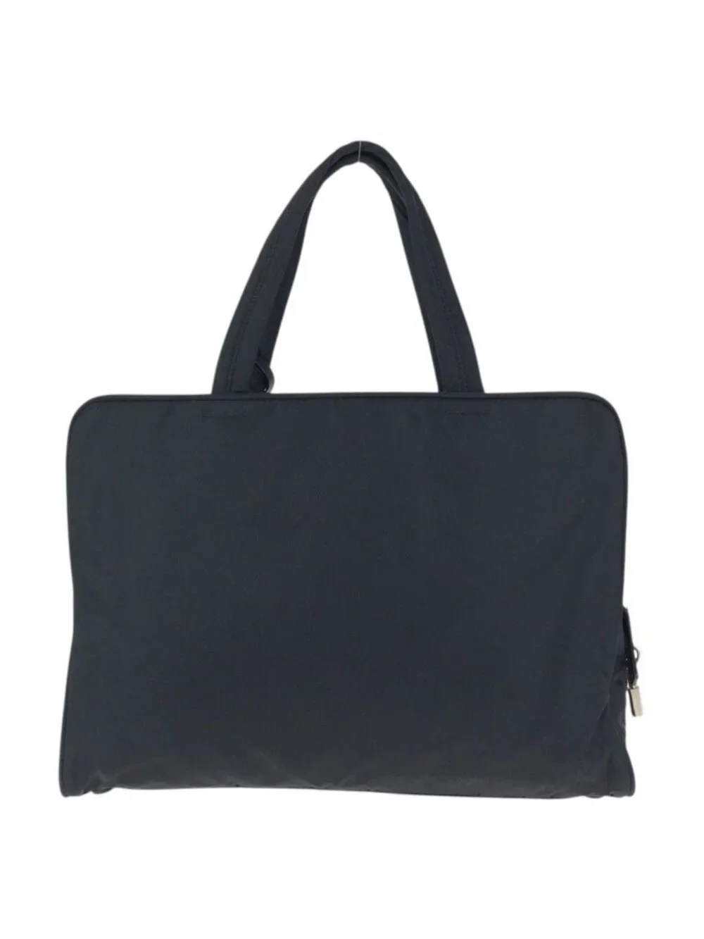 Prada Tessuto Black Silver Nylon Business Bag